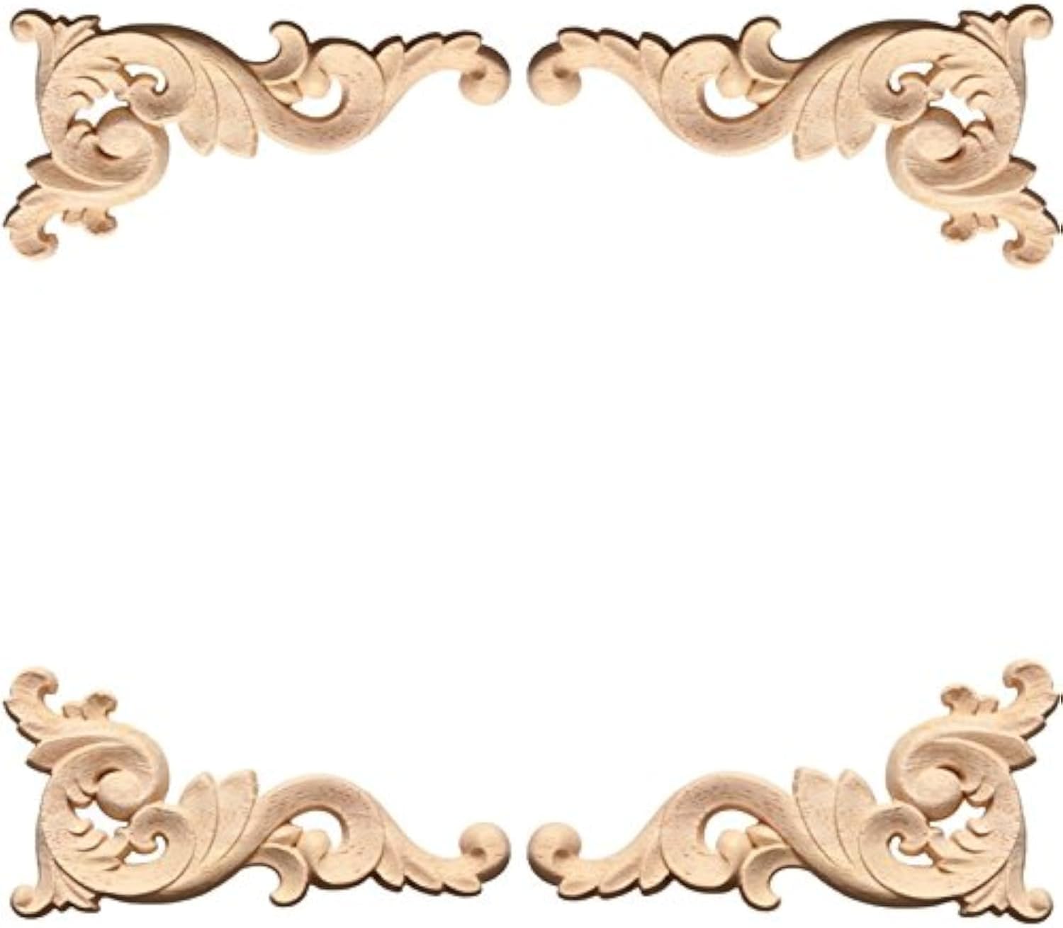 4pcs Wood Carved Corner Onlay Applique Woodcarving Decal Door Cabinet Frame Corner Onlay Unpainted Furniture-J202