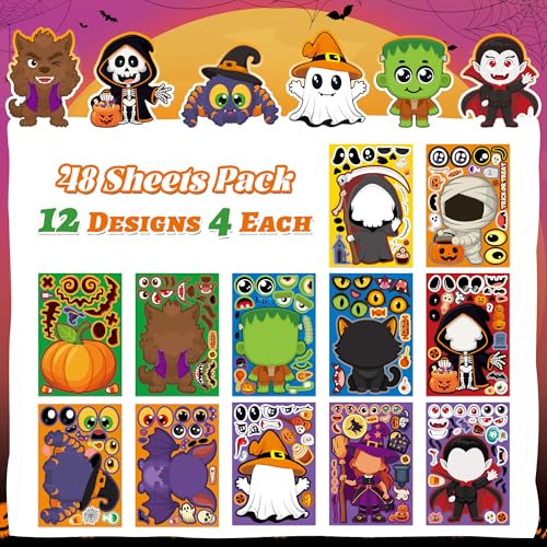 Halloween Stickers 48 Sheets DIY Halloween Party Favors Crafts Kids - image 4