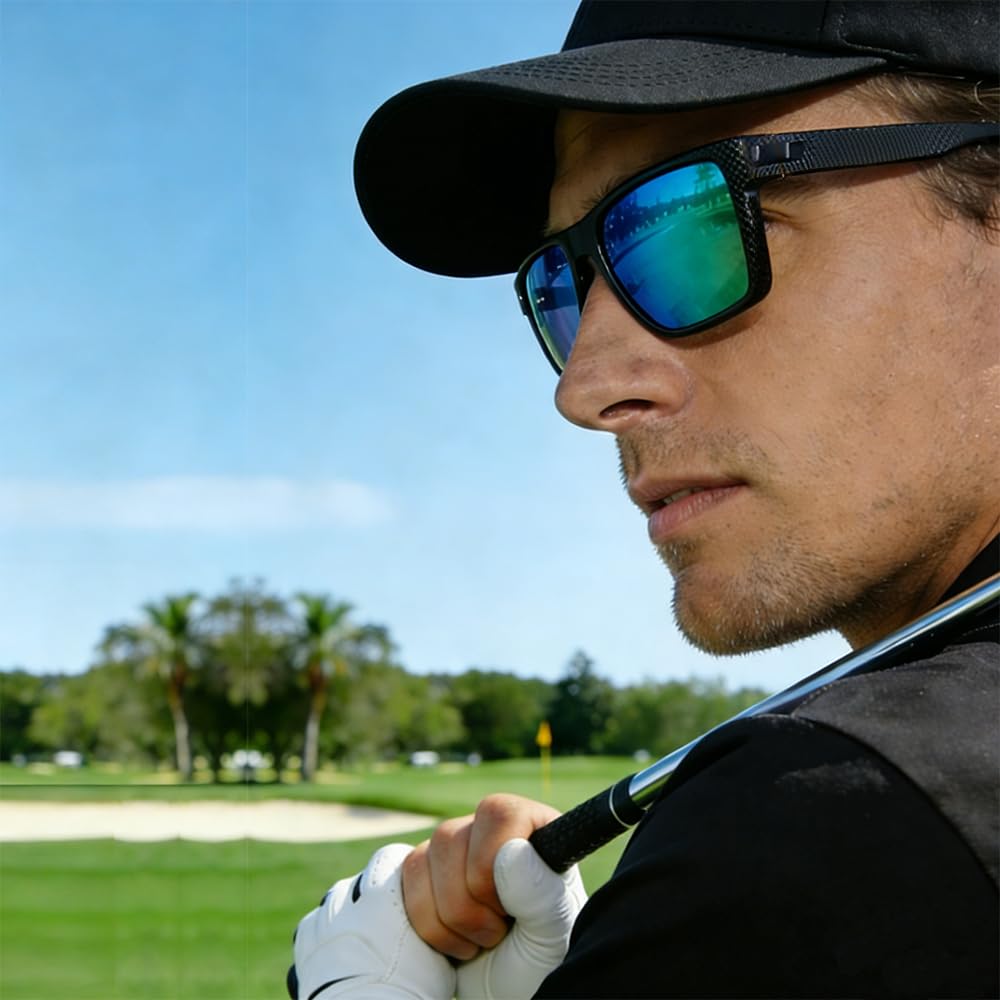 Professionelle Golf-Sonnenbrille mit polarisierten Gläsern UV400, leichte Sonnenbrille mit UV-Schutz für Golfer, Golf-Sonnenbrille für Männer und Frauen, Golfzubehör