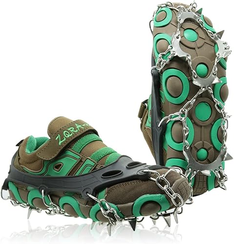 Tacos de hielo para niños, crampones para niños, botas y zapatos de senderismo para niños, tacos de tracción antideslizantes de acero inoxidable,