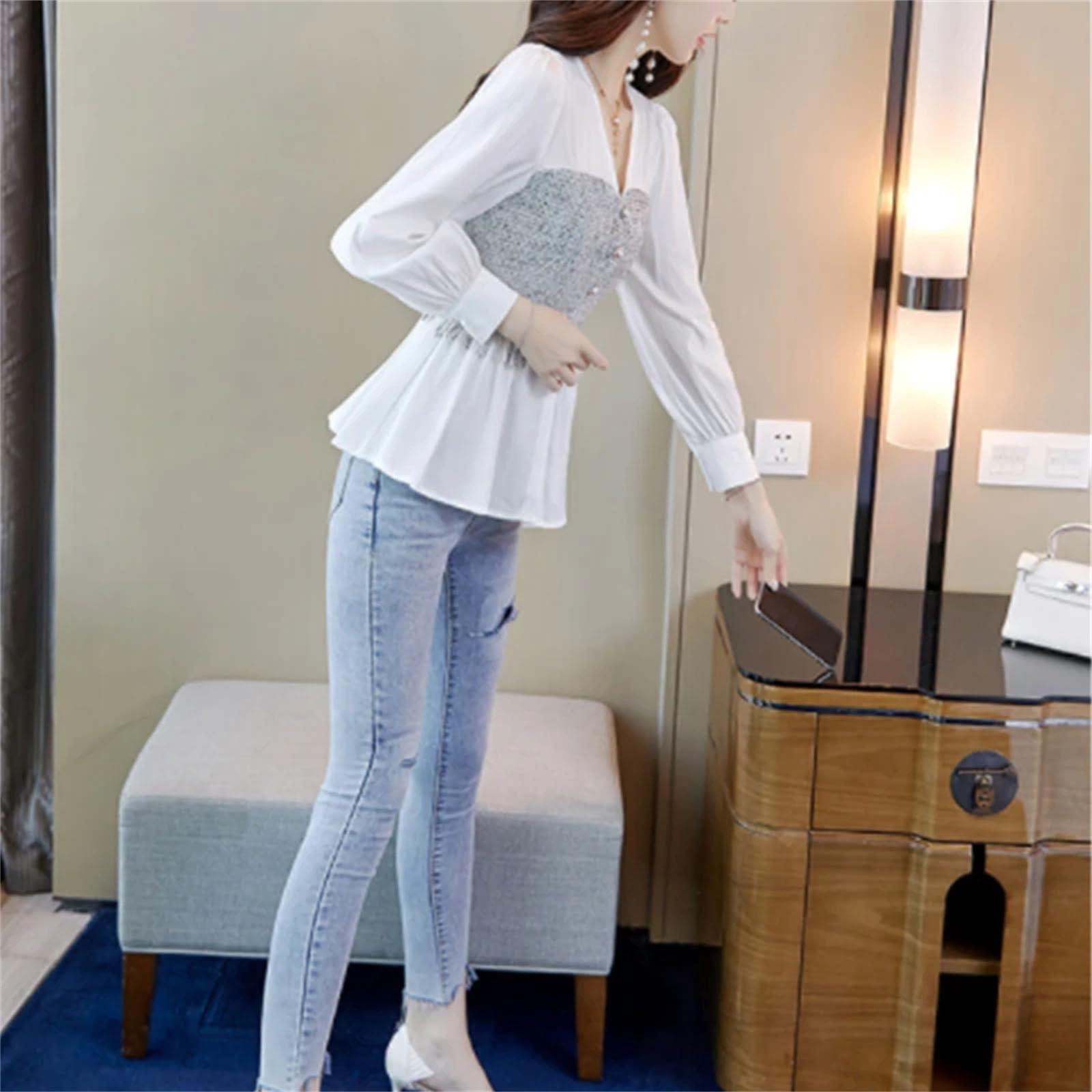 Blusas de primavera y verano para mujer, elegantes, informales, con borlas, de manga larga