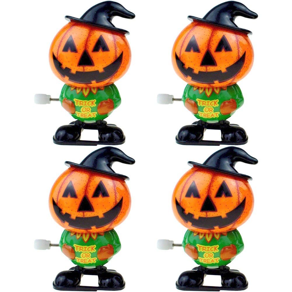 Sslvya 4 Pcs Halloween Pumpkin Wind Up Toys for Halloween Party Favors Bag Stuffers Goody Bag Filler Treats Prizes