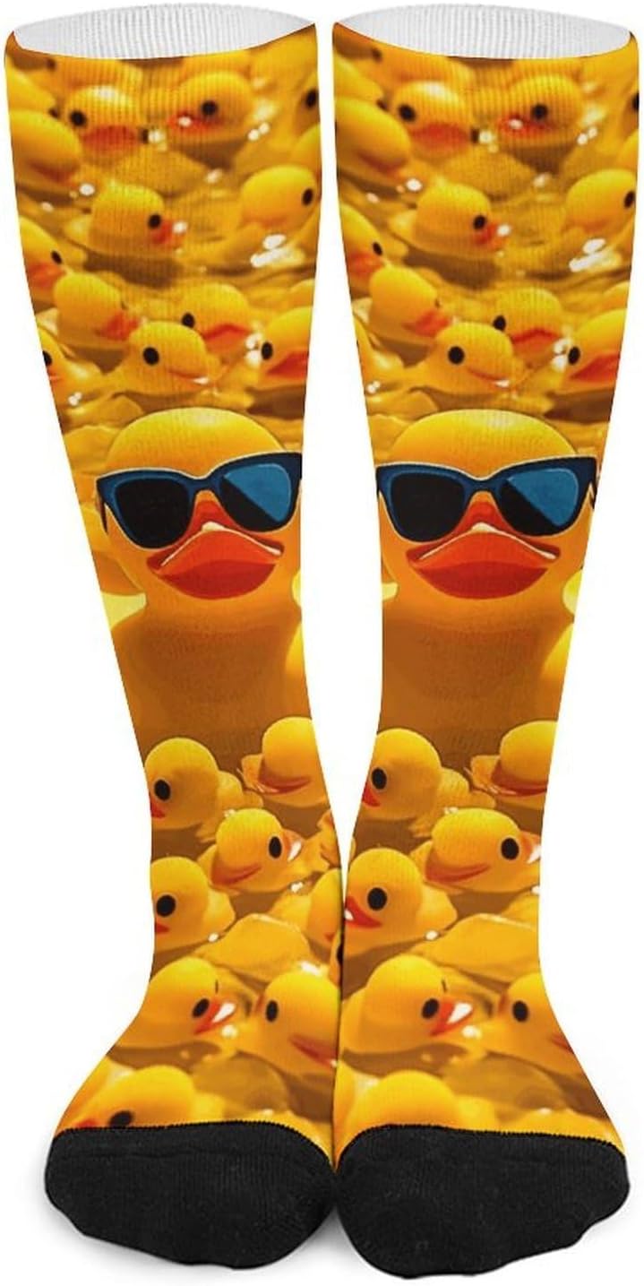 Rubber Duck Knee High Soccer Socks Moisture Wicking