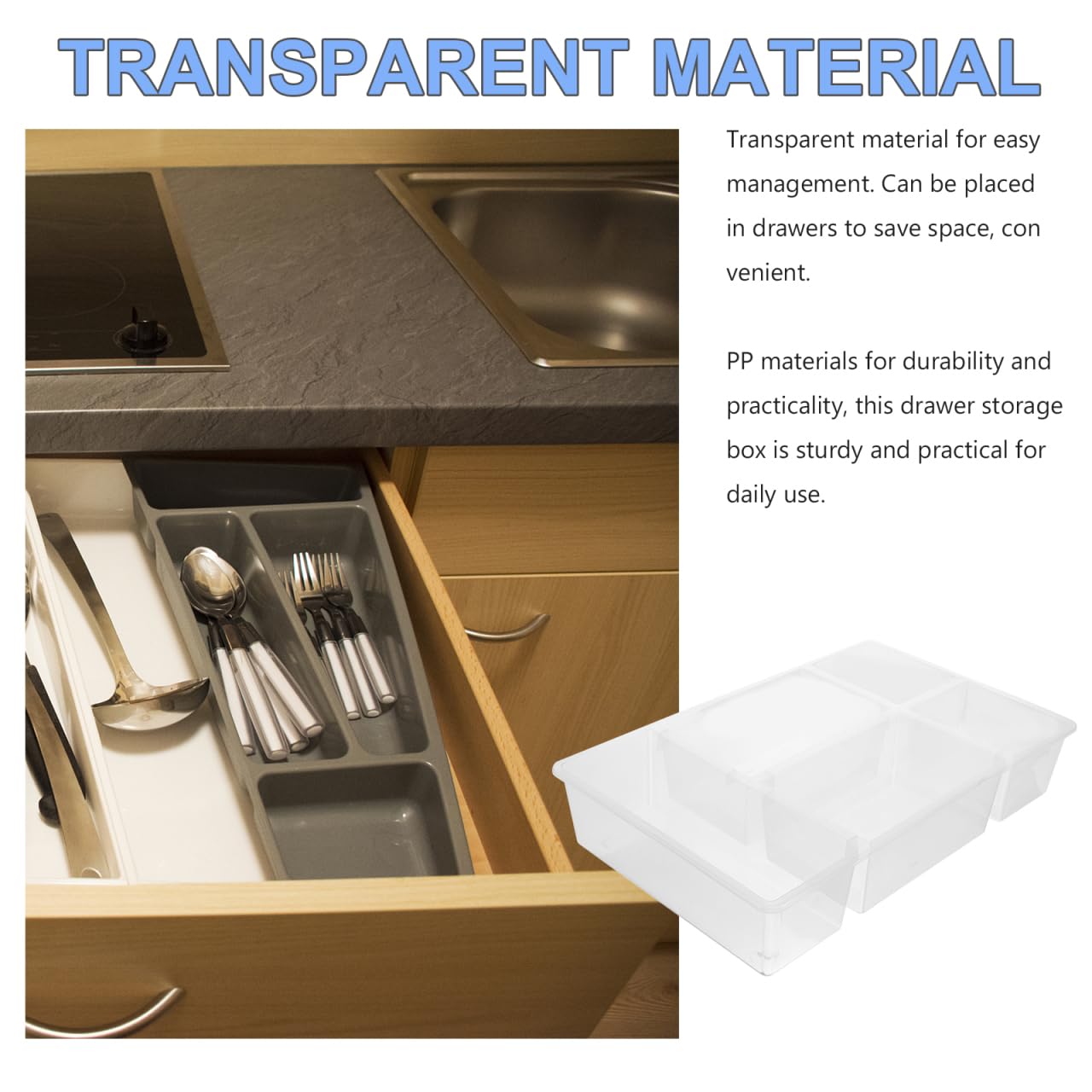 NOLITOY Küchen Besteck Organizer Mit Fächern Transparente Aufbewahrungsbox Für Schublade Kompaktes Design Einfacher Zugriff Für Effiziente Aufbewahrung Von Besteck Und