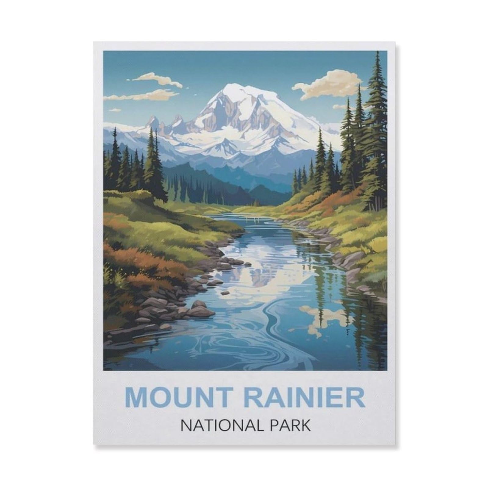 Vintage Metal Tin Sign，Mount Rainier National Park(30x40cm）