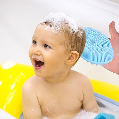 Miniatura 4 de HEALLILY Cepillo de baño para bebé, cepillo de baño de silicona para bebé, cepillo para tapa de cuna de bebé, suministros de cepillo de masaje de