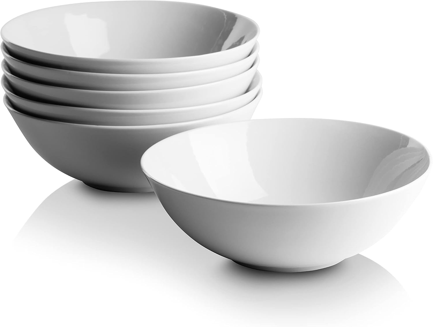 10 Strawberry Street Simply White 7.25" Coupe Cereal Bowls Set of 6 - Ceramic, Dishwasher Oven & Microwave Safe