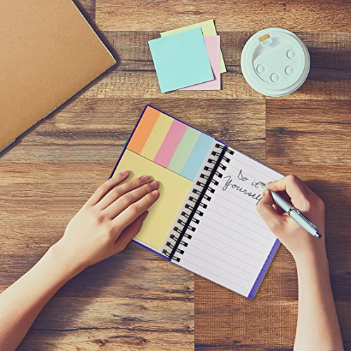 Coopay 4 Pieces Spiral Notebook Steno Pocket Notepad With Pen In Holder And Sticky Notes, Page Marker Index Tabs Flags Making Plans Writing Memos Office School Supplies (Yellow, Blue, Purple, Green) #TOP4