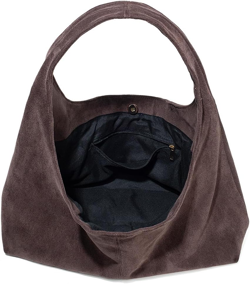 Women's Suede Tote Bag Retro Crescent Shoulder Bag Trendy 2025 Suede Handbag Underarm Purse Work Bag Dumpling Bag