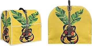 Jamaican Style Tea Cozy for Teapot,Bananas Guitar Print Stand Mixer Cover Compatible with 4.5-5 Qt Kitchen Aid Mixer,Novelty Kitchen Kettle Dust Cover Tea Pot Cover for Keeping Warm(Yellow)