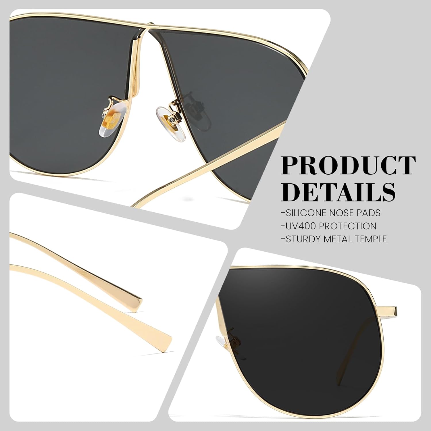 SODQW Oversized Aviator Sunglasses for Women Men Trendy Gold Metal Sun Glasses for Fishing Driving with UV Protection - Image 3