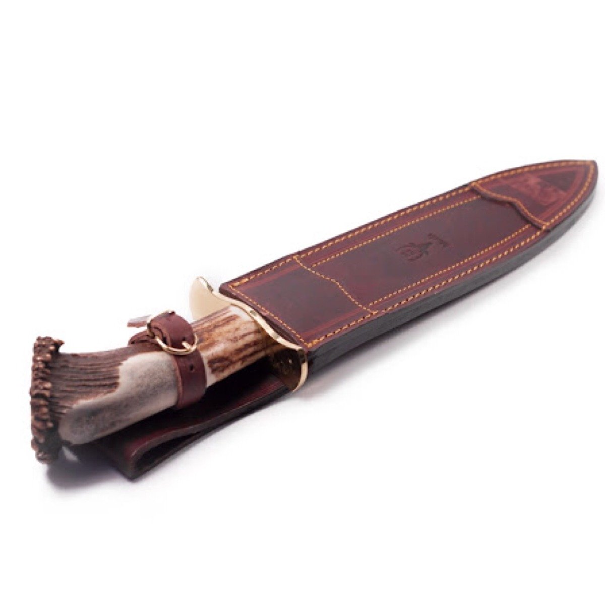 ELECTROPOLIS Cuchillo de Caza Muela Podenquero PODENQUERO-S, puño de asta de Ciervo con Roseta y Acero Inoxidable, Peso 630 Gramos + Tarjeta Multiusos de Regalo.