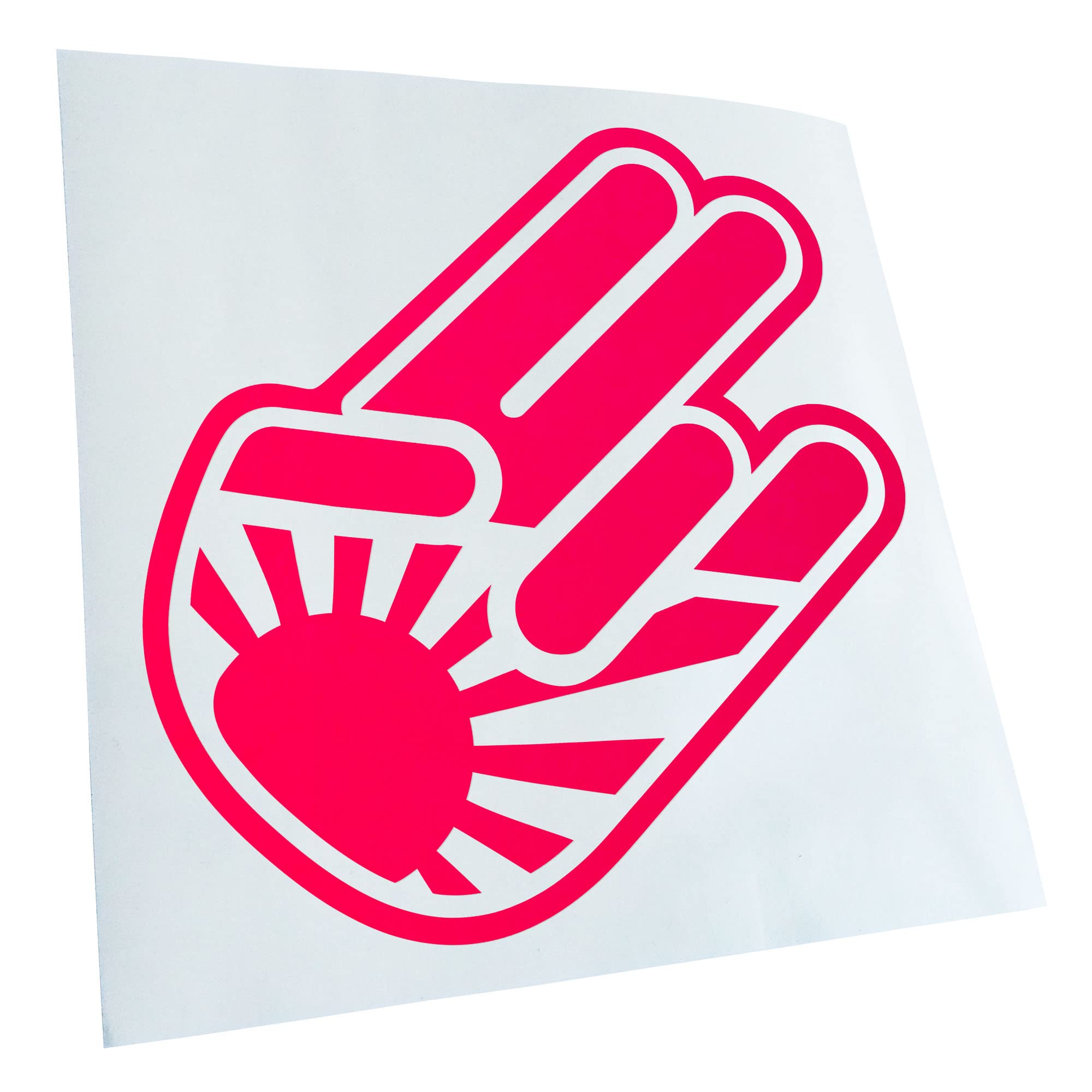 Kiwistar - Car Sticker - Neon Pink - 40 x 40 cm Small Japan Shocker Hand - Rear Window Car Sticker Weatherproof for Car Truck Moped Truck - Sticker Exterior Self-Adhesive Tuning Accessories for
