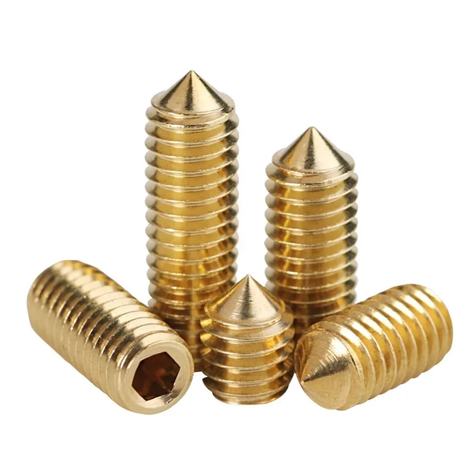 10-100 Uds M5 M6 Tornillos Sin Cabeza De Latón Macizo Punta Cónica Juego Zócalos Hexagonales Pernos DIN 914(M6 X 12mm-40pcs)