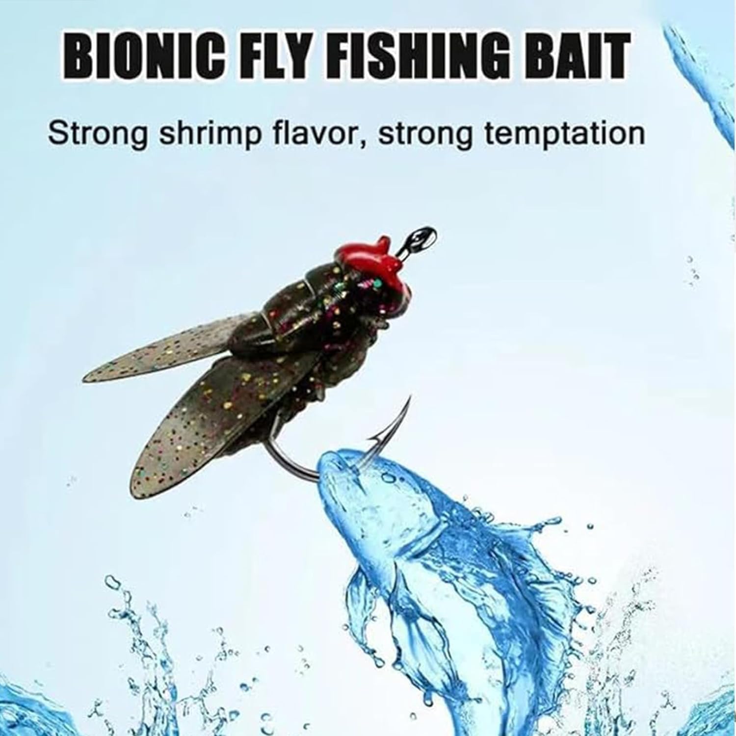 Fly Fishing Bait (20Pcs), 2024 New Fly Fishing Lures Kit, Flies Spinner Swim Baits, Bait with Exquisite and Realistic (Black, 15mm)