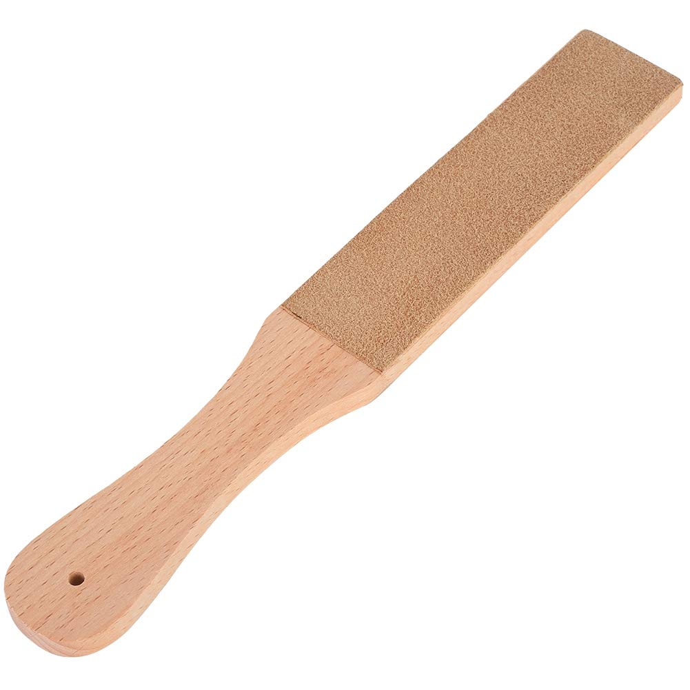Leather Strop, Double Sided Leather Strop for Knife Sharpening Leather Sharpening Strop with Wood Handle Tool 28 X 4 X 15.5cm