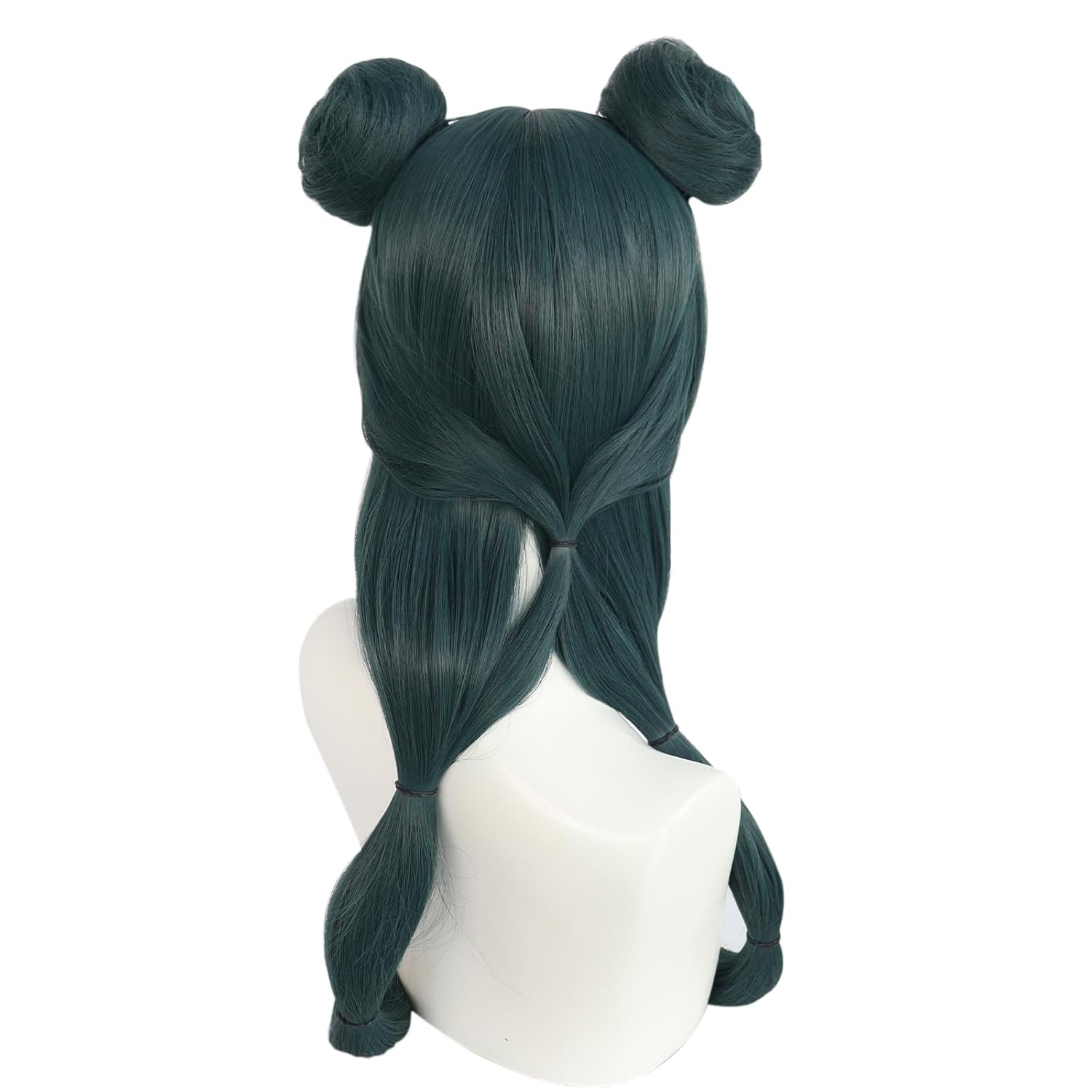 ANOGOL Hair Cap+Dark Green Wig with Double Buns for Women Cartoon Anime Cosplay Wigs Costume The Apothecary Diaries Cosplay Costume Dark Green Wigs Long Straight Wig Anime Outfit for Halloween Party - Image 4