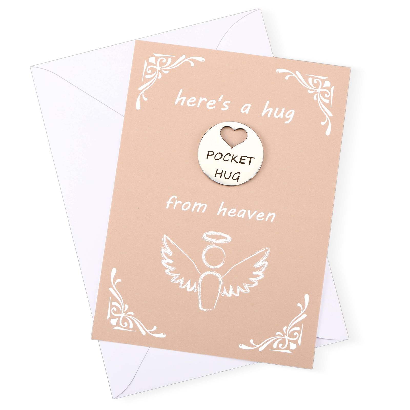MTLEE Pocket Hug from Heaven Metal Engraved Token with Greeting Card