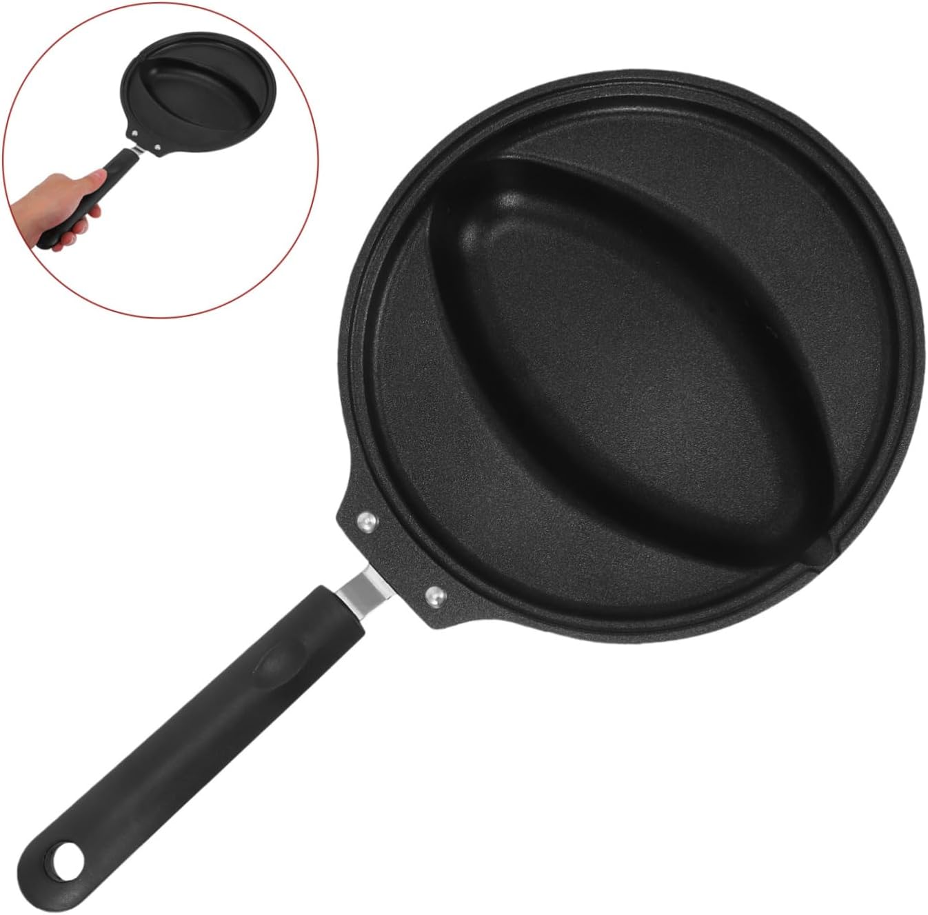VICASKY 1Pc Non Stick Frying Pan for Omelet Rice Omelette Mold Pan with Ergonomic Handle Cooking Black