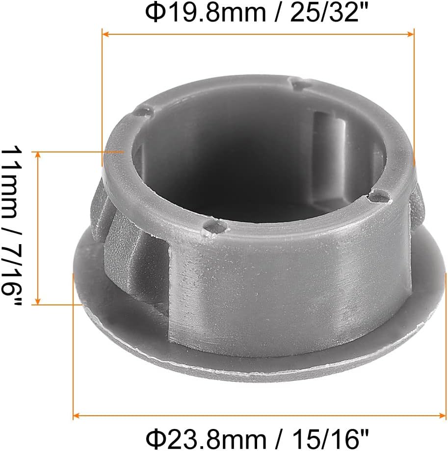 uxcell 25/32" Plastic Hole Plugs, 26Pcs Flush Type Panel Round Snap in Fastener Knockout Locking Plugs for Furniture Insert End Caps Panels, Gray - - 