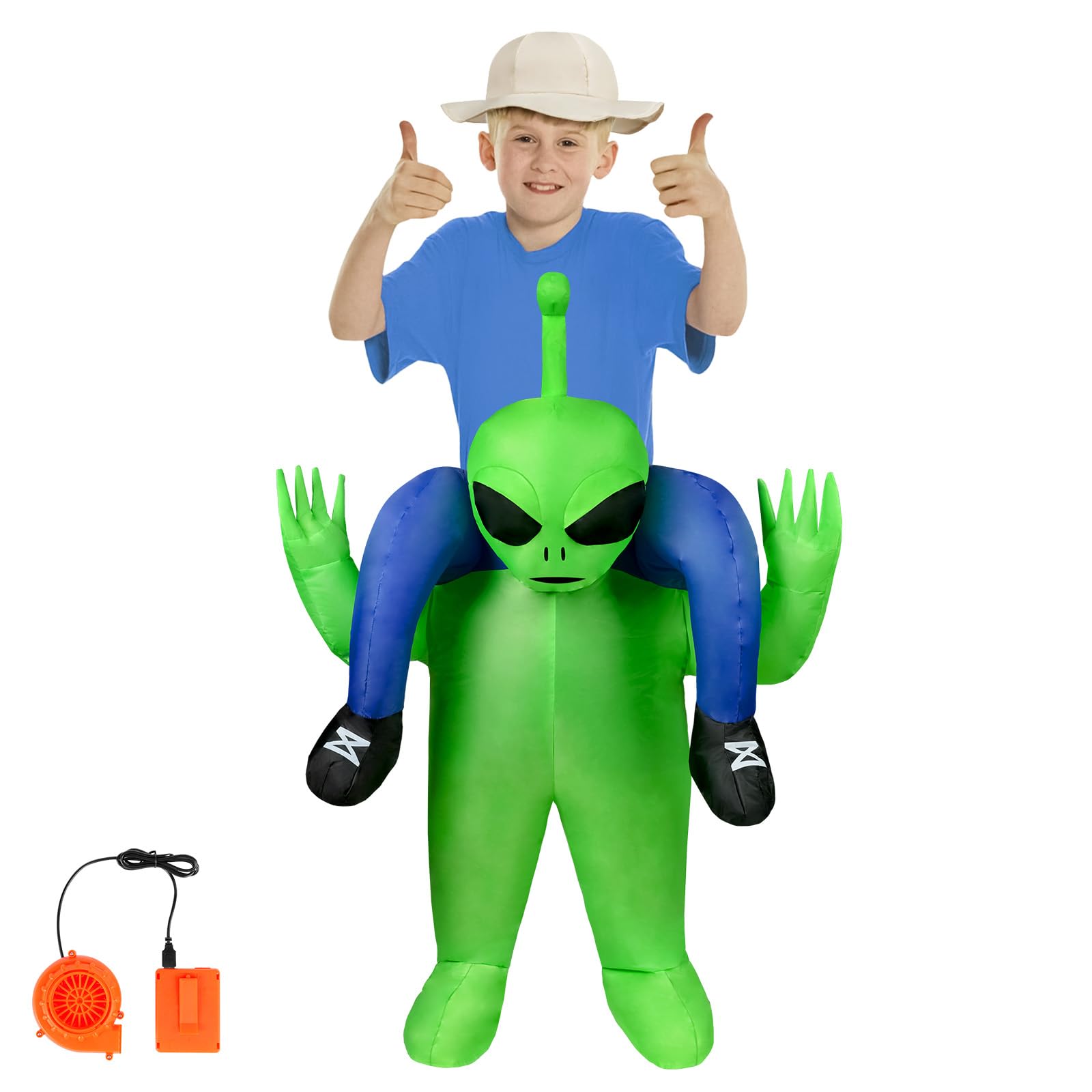 AYBUY Disfraz Inflable de alienígena, Disfraz Inflable Verde, cómodo de Llevar, Disfraz Inflable para Adultos con Sistema de inflación, Carnaval, Halloween, Verde, Cosplay para Fiestas