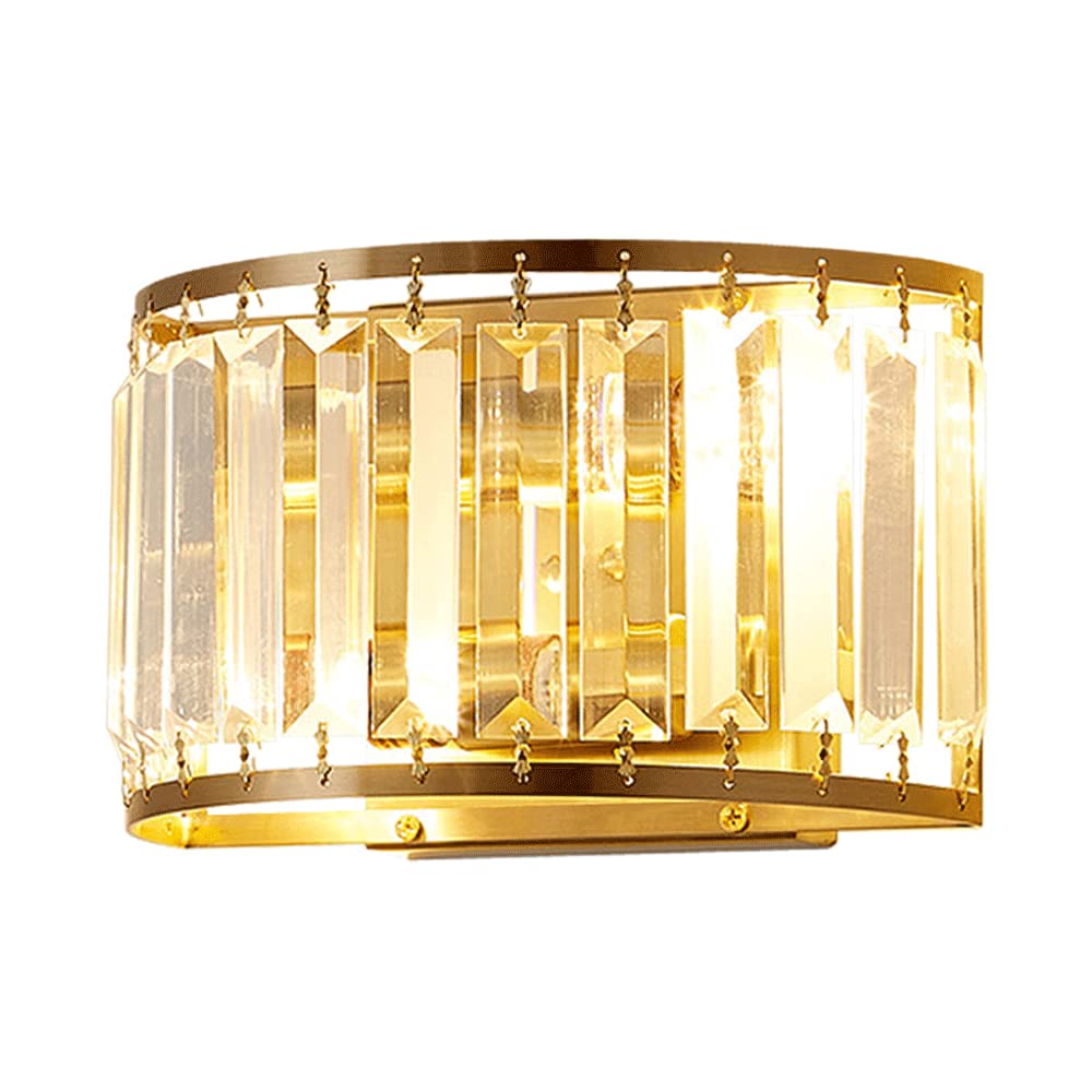 PAZWAHF Modern Crystal Wall Light Fixtures 2 Lights Gold Indoor Crystal Wall Sconce Lighting For Bedroom Living Room Bathroom Hall Sconce Hall House(E14)