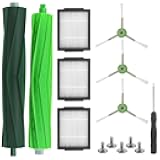 Replacement Parts for iRobot Roomba i8 i8+ i7 i7+ i6 i6+ i4 i3 i3+ Plus J7 E5 E6 E7 i&E&J Series Vacuum Cleaner, 1 Set of Multi-Surface Rubber Brushes + 3 HEPA Filters + 3 Edge-Sweeping Brushes