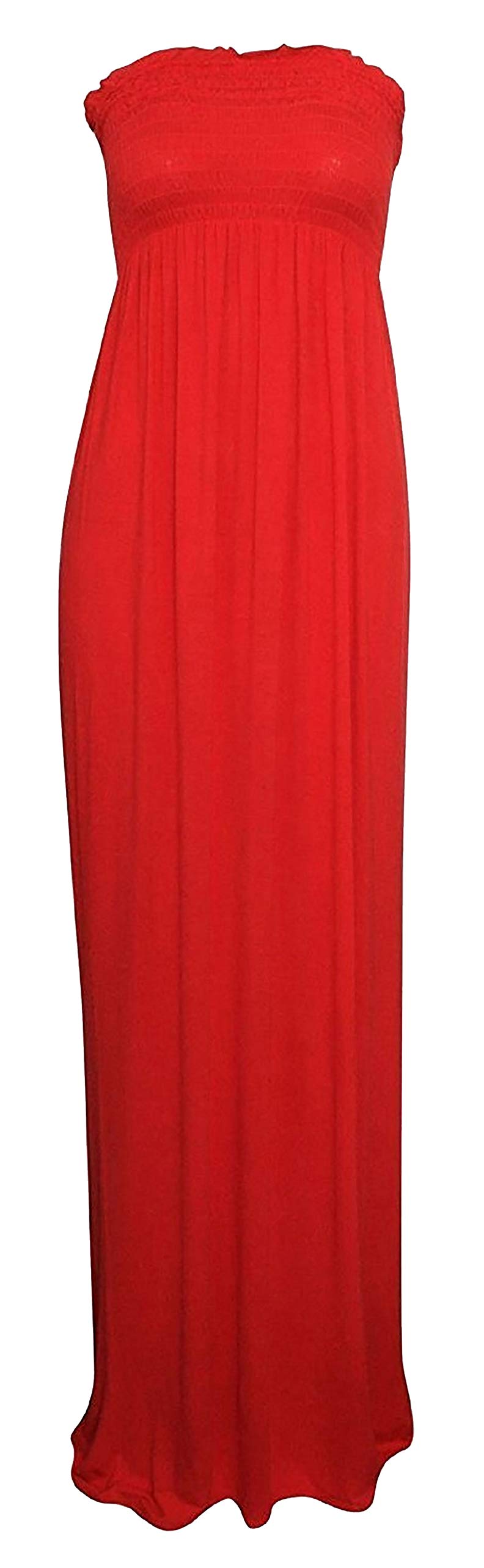 21Fashion Womens Sheering Maxi Dress Ladies Bandeau Boobtube Long Dress Plus Size Red