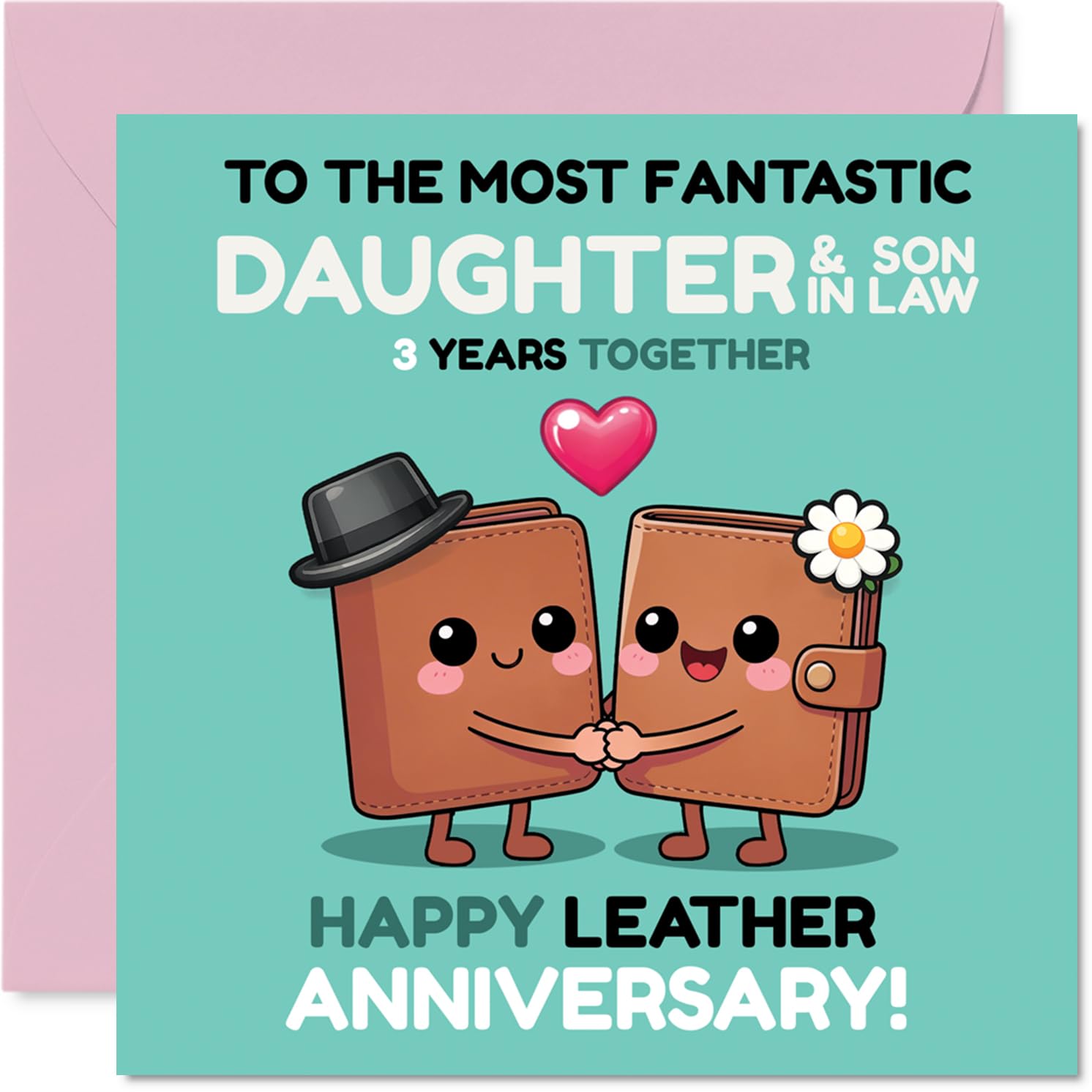 Playful 3rd Anniversary Card for Daughter & Son in Law