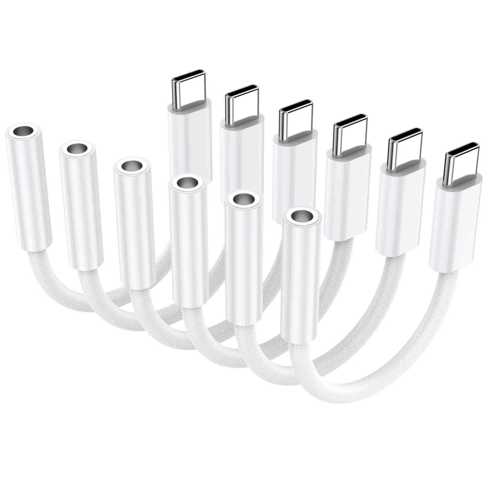 6 Pack USB C to 3.5mm Audio Headphone Adapter, USB C to Aux Audio Dongle Cable Cord Compatible with iPhone 17/16/15, iPad Pro, Samsung Galaxy S25 S24 S23 Ultra, Pixel 10/9/8