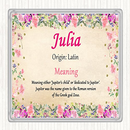 Julia Name Meaning Drinks Mat Coaster Floral