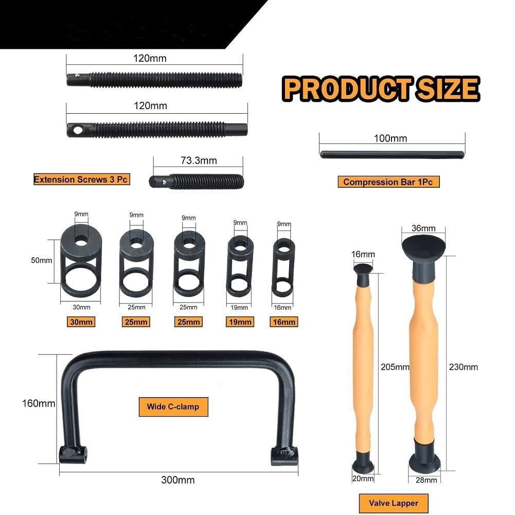 QZQUFJ 12 Pièces Compressiometre Essence Compresseur Ressort Amortisseur, Universel Leve Soupape Compresseur de Ressort, Acier Carbone Compresseur de Ressort de Soupape, pour ATV, Auto, Moto
