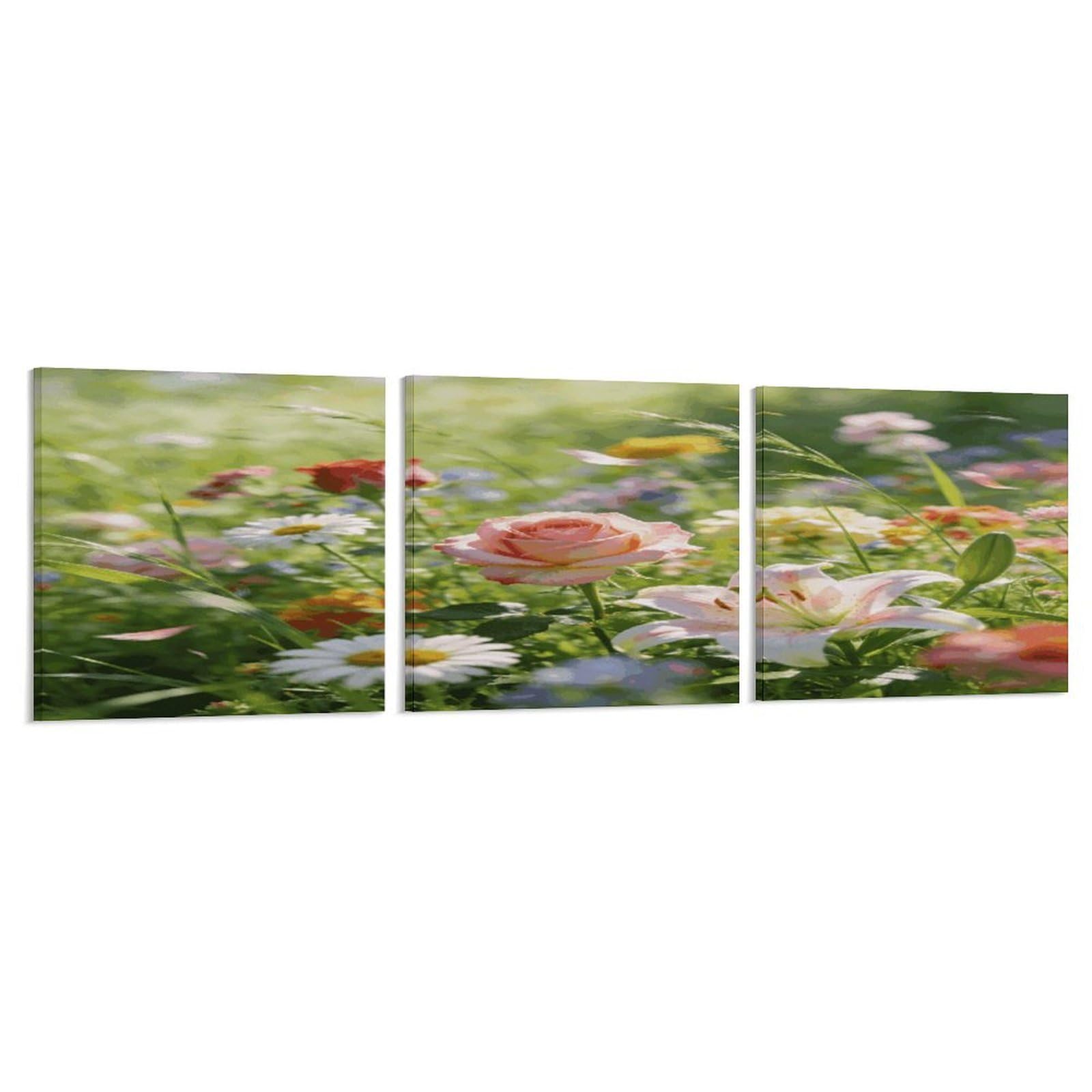 Khauerbc Style Set Of 3 Flowers Grass Wall Art，Paintings Artwork For Living Room, Hallway, Bedroom, Office Wall Decor For Living Room, Hallway, Bedroom, Office Paintings Artwork 8X8 Inch