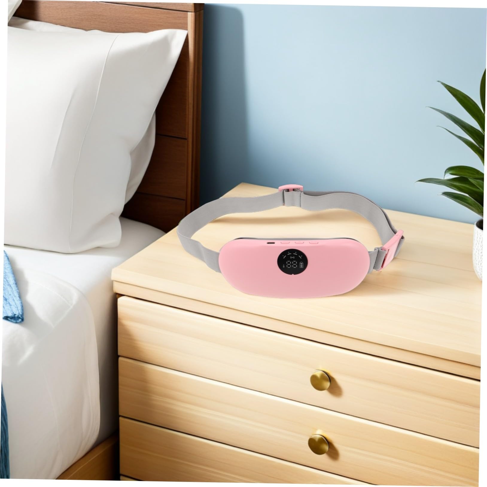 BESTYASH Cinturón Calentador de Cintura Menstrual Portátil 1 Unidad con Masajeador Lumbar y Ajuste de Calor Rápido para Alivio Abdominal en Periodos Femeninos Rosa