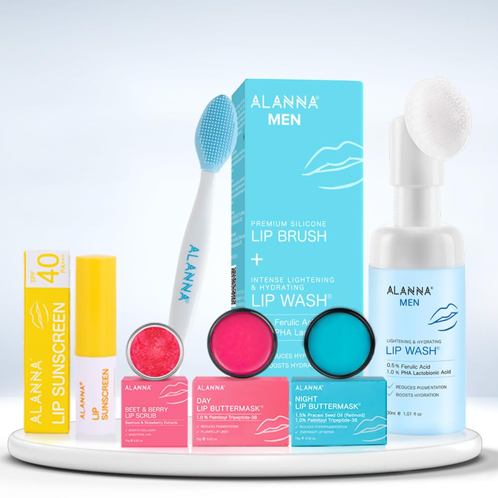 ALANNA Lip Brightening Kit with Lip Balm SPF | Moisturizes & Repairs Dry, Dark & Pigmented Lips | Smoke, Sun & Pollution Damage | For Men