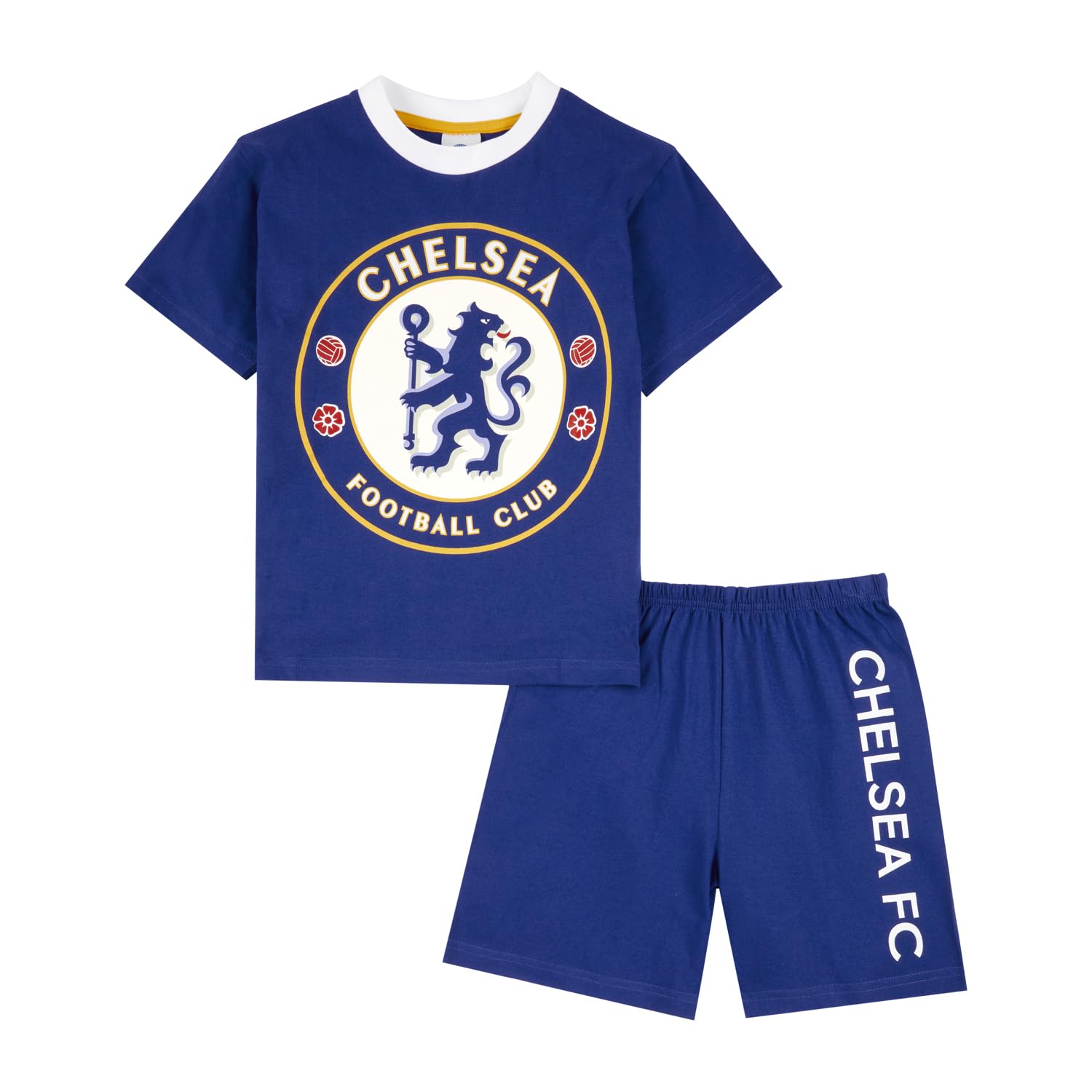 ChelseaF.C. Boys Pyjamas, T-Shirt and Shorts PJs Set, Official Gifts for Boys