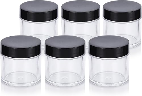 Tarro de acrílico de pared gruesa transparente recargable para viajes, 1 onza  1.0 fl oz (paquete de 6) muestras, bálsamos, maquillaje y cosméticos,