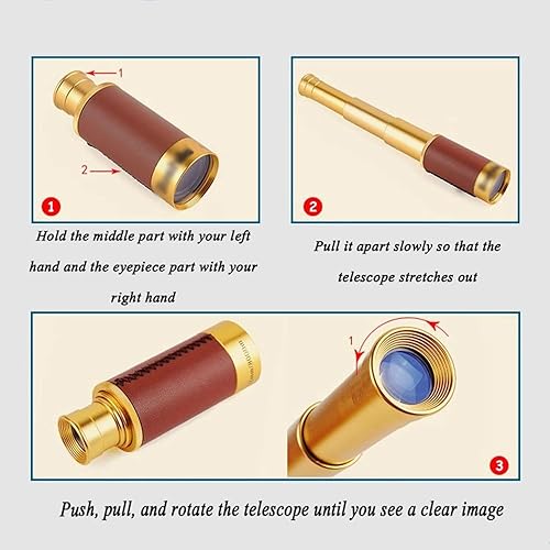 Miniatura 4 de telescopio Profesional para ver planetas Binoculares para Caza 25X32 Vintage Mini Latón Telescopio Monocular Portátil, Proyecto Retráctil Alta