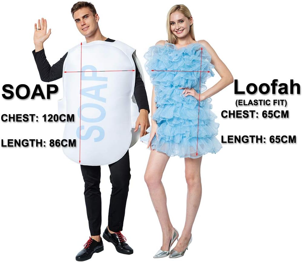 ReneeCho Couple Halloween Loofah & Soap Costume Adults Funny Dress Up Bath Set