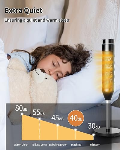 Miniatura 6 de Calentador de espacio para uso en interiores, calentador de habitación de torre con control remoto, calentador eléctrico de cerámica de 1500 W con