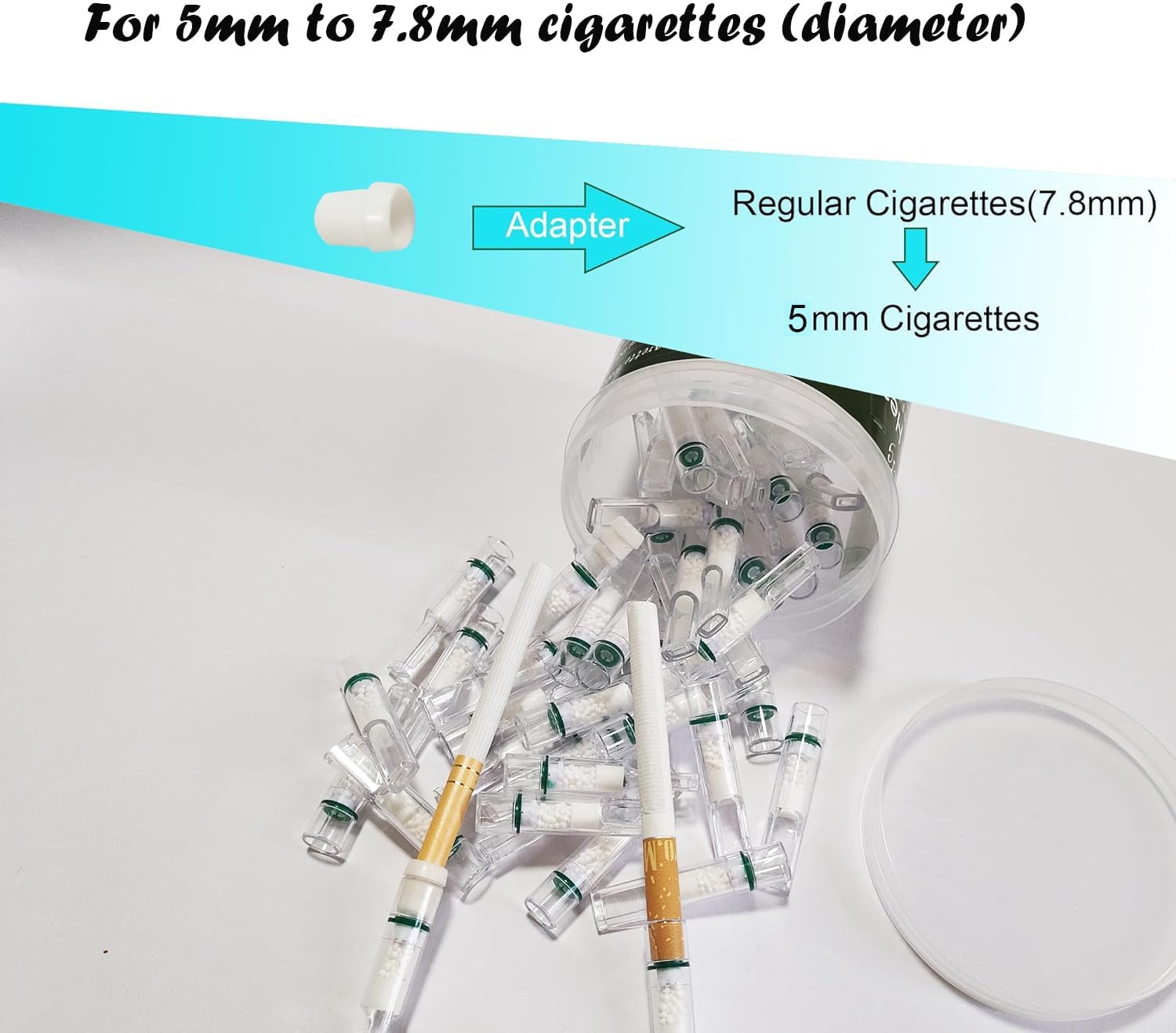 VOVCIG Cigarette Filters that Remove Tar and Chemical,Extended Filter with Triple Microporous Multiple Filtration Suitable for Regular and 5mm Cigarettes(100Pcs)