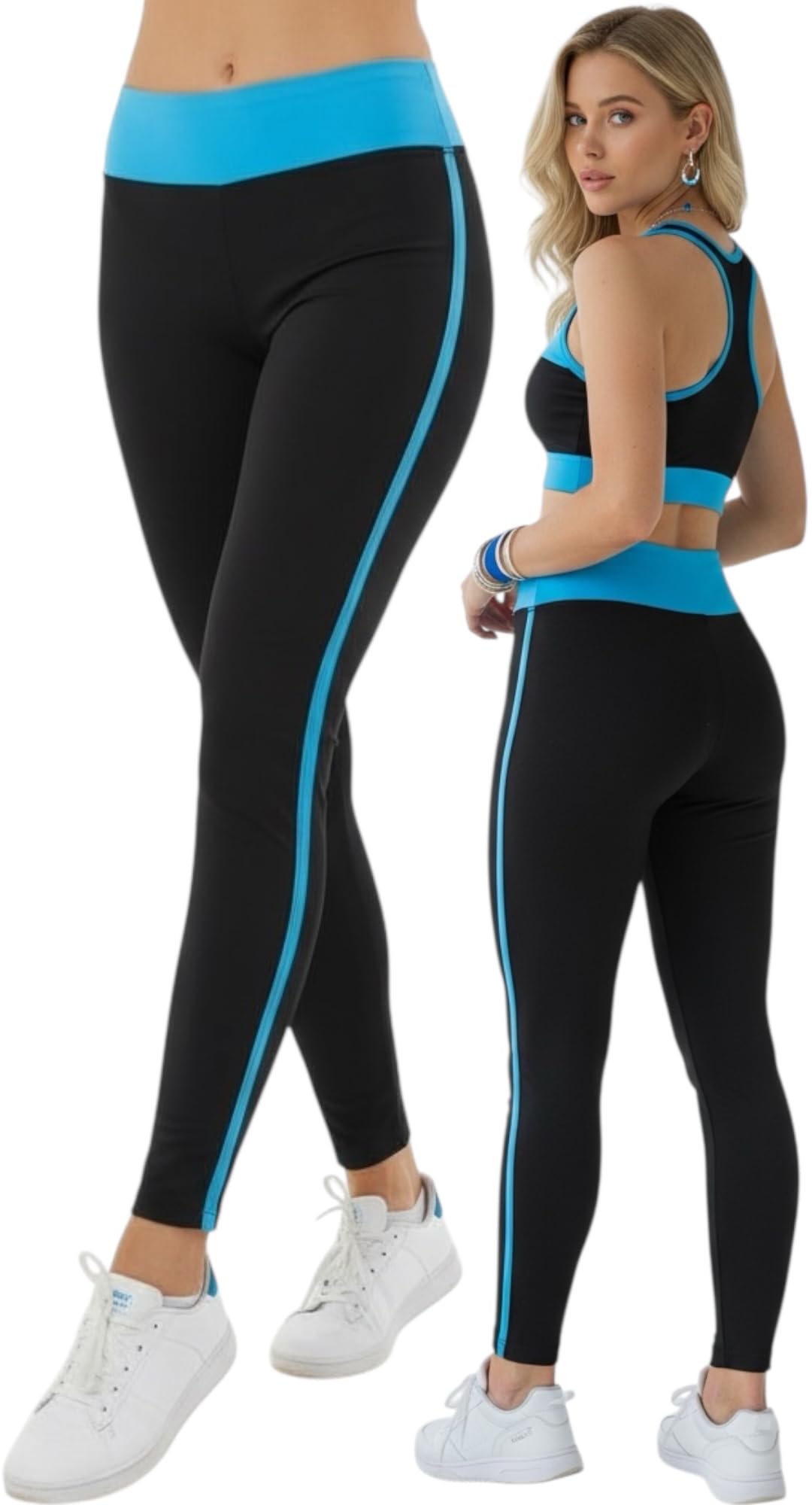 ToBeInStyle Womens Active Yoga Pants w Contrast Waist