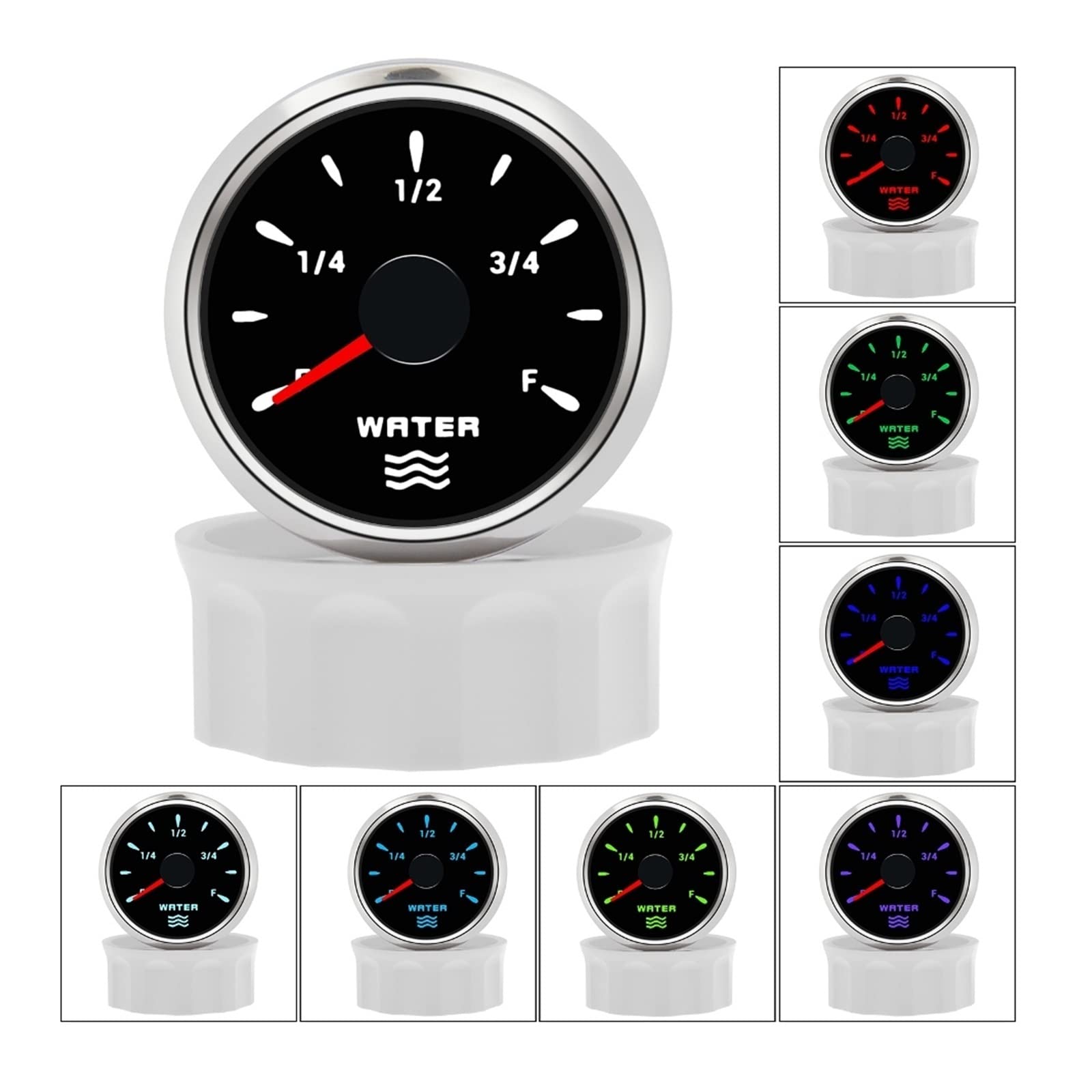 Cfwwsaq Q Liquid Level Meter, 52Mm Water Level Gauge With Water Level Sensor 0-190 Ohm Sensor With 7 Colors Backlight For Car Boat Rv Camper(Only)