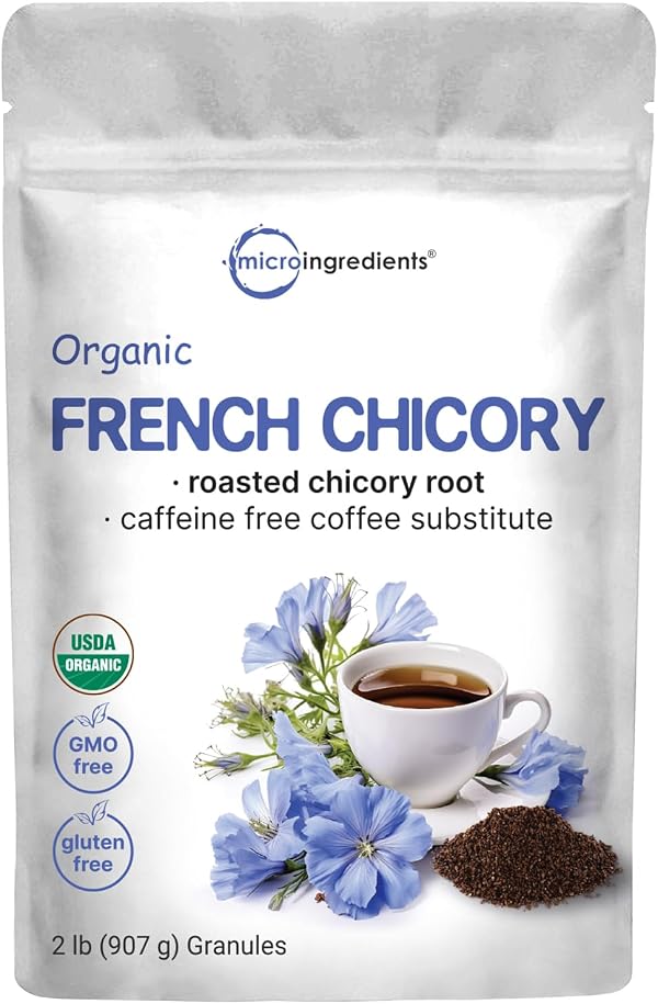 Organic French Chicory Root, 2lbs | Roasted Chicory Granule | Brews like Regular Coffee | Caffeine Free Coffee Substitute | Rich in Prebiotic Fiber | Non-GMO