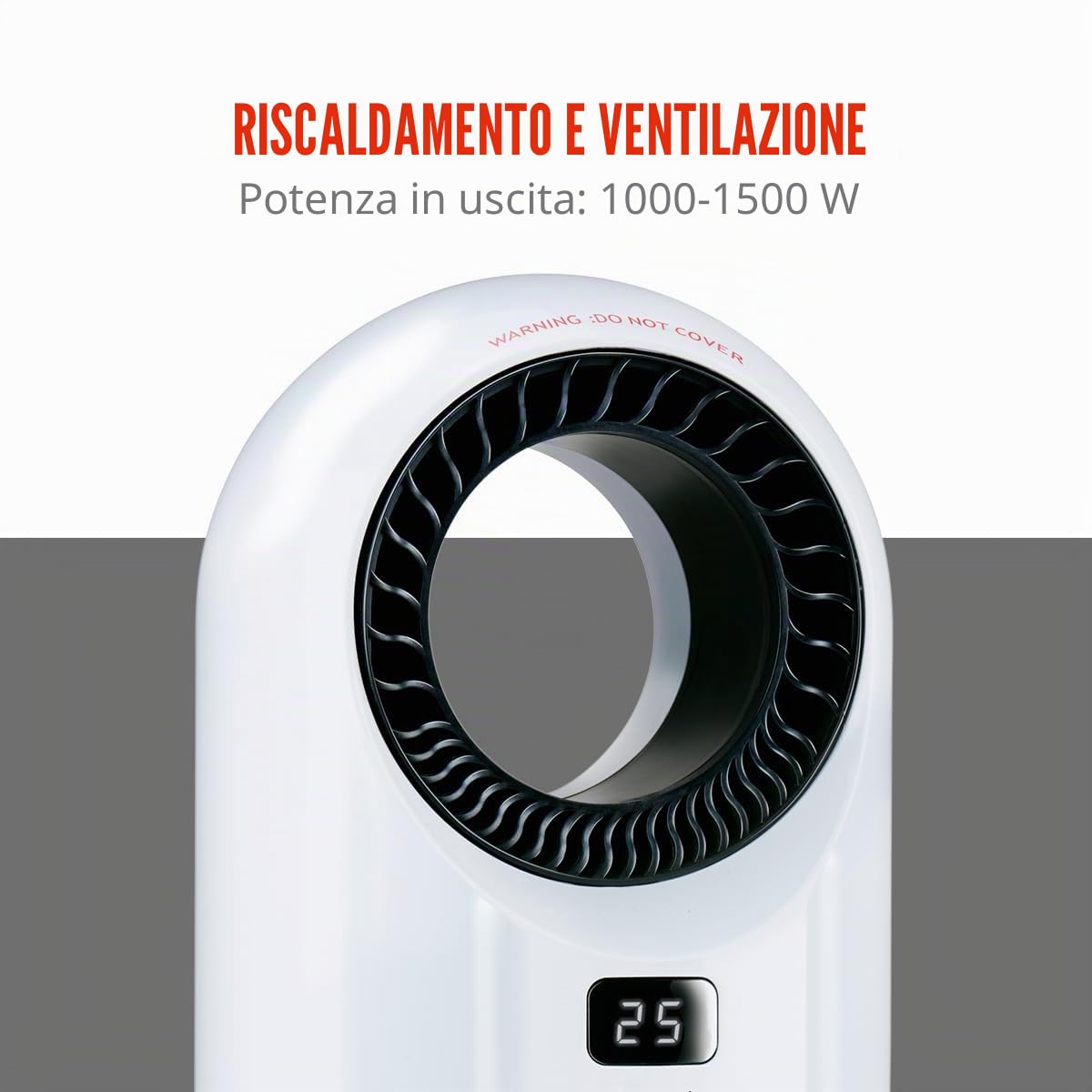 alpina Termoventilatore elettrico e ventilatore 1500 W - Radiatore con timer e telecomando - Radiatore oscillante con funzione di raffreddamento e riscaldamento - 18 x 18 x 37 cm