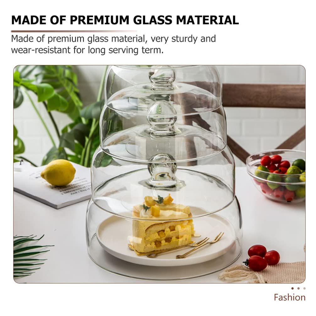 Yardwe Kuchenhaube Glas 10.2 Zoll Transparent Abdeckhaube Lebensmitteldeckel Mit Griff Für Kuchen Dessert Snacks Insektenschutz Staubschutz