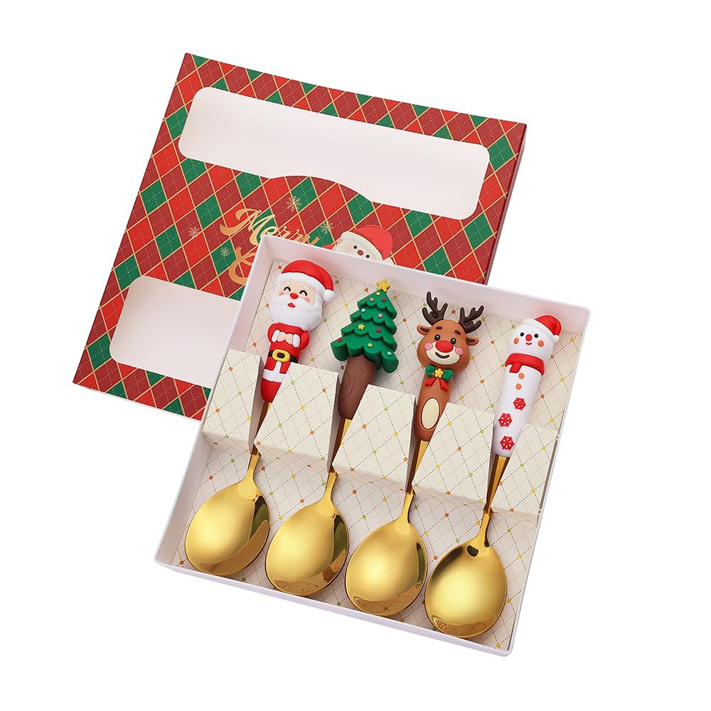 MALSSE Christmas Themed Cutlery Set 410Stainless Steel Spoon and Fork Festival Dining Accessories for Various Occasion Dining Festival Accessories