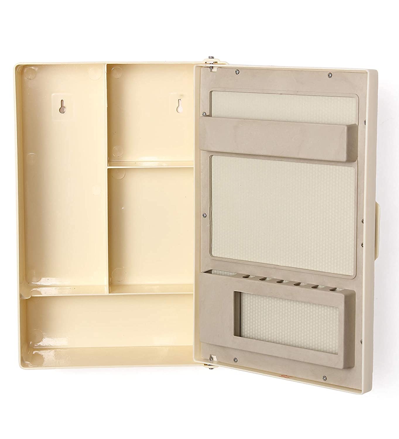 Zahab Style Single Door Plastic Storage Bathroom Cabinet with Mirror-Ivory (10x4x14 inch) 2