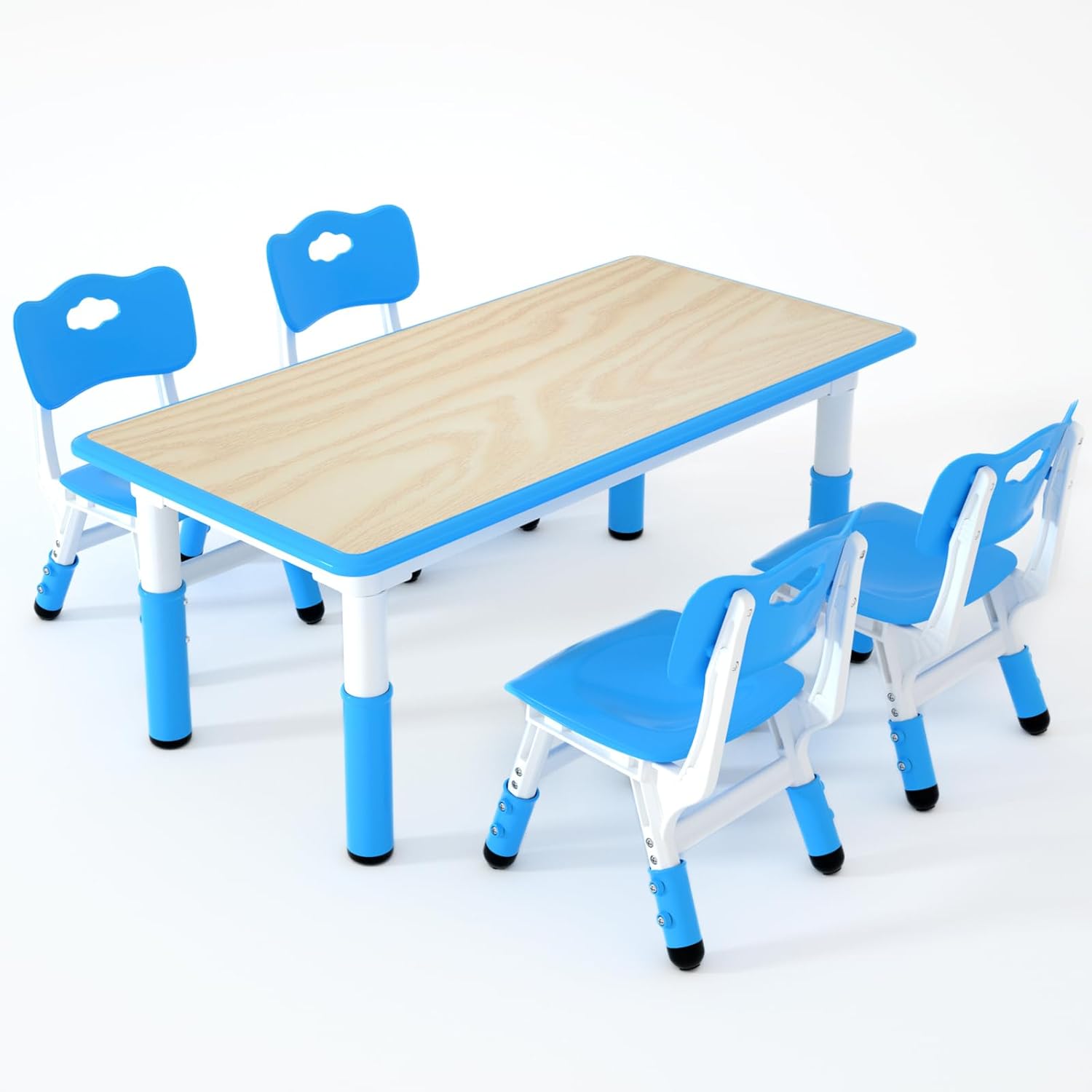 Kids 2 Height Adjustable Toddler Chair Set,31.5"X23.6"Graffiti Desktop,Activity Table for Daycares,Homes,Classroom,Eco-Friendly, and Stylish Design, Gray