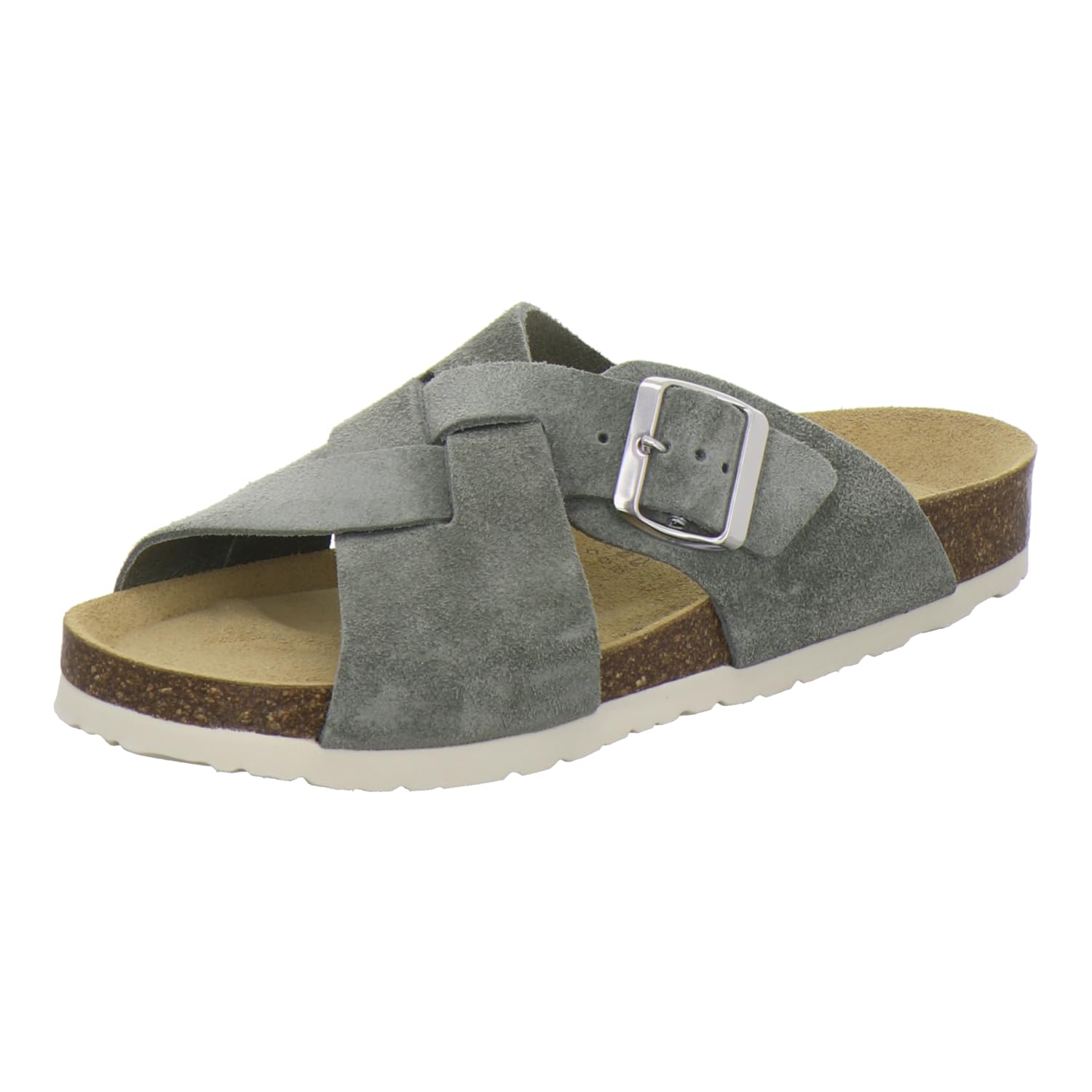AFS-Schuhe 2141, Pantofole da donna alla moda in vera pelle, sandali estivi con grande fibbia, realizzati a mano in Germania